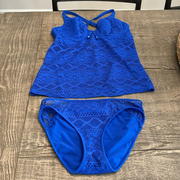 Freya Royal Blue Underwire Bra Sized Tankini EUC - Picture 1 of 7
